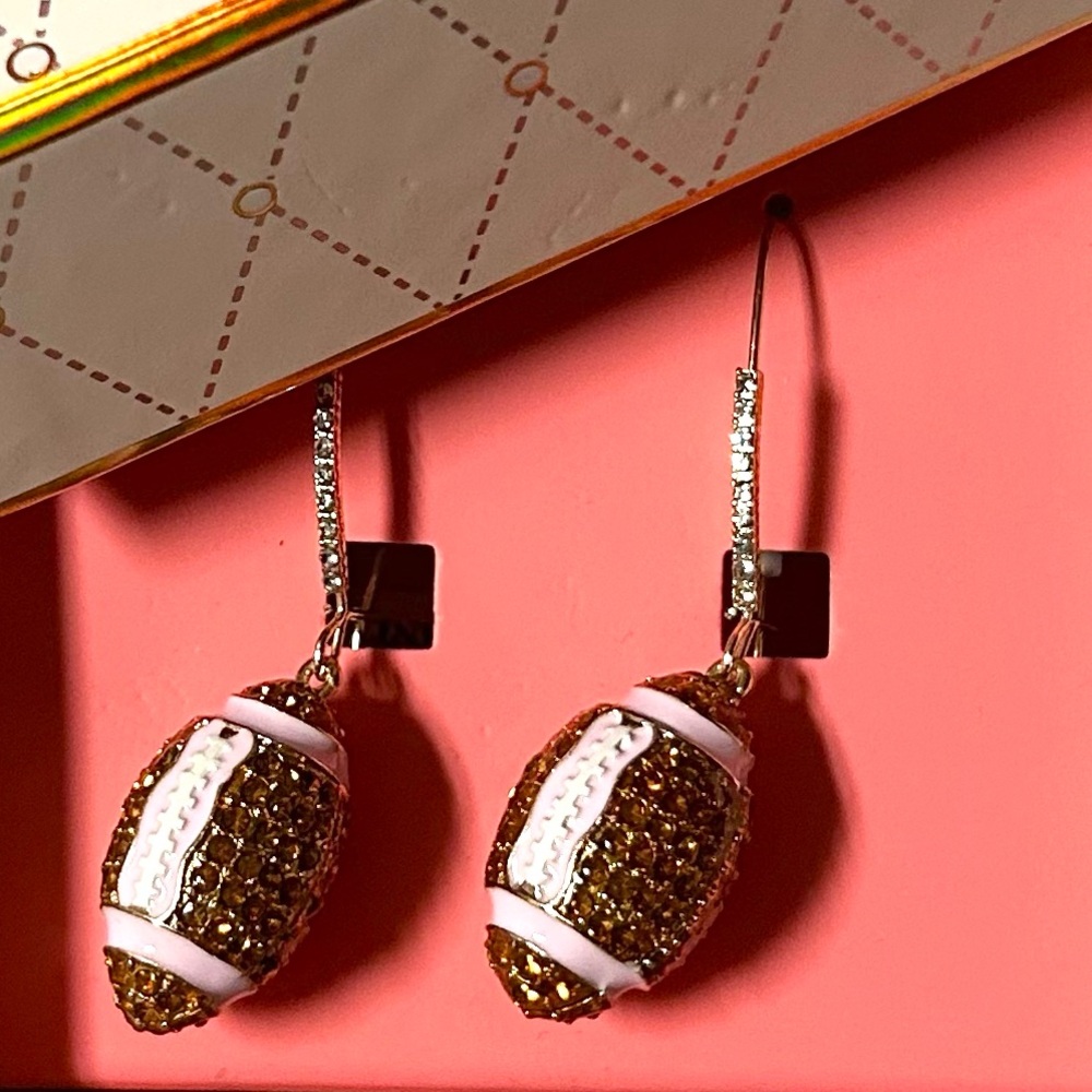 Betsey Johnson Football Dangle Earrings NWT - Picture 3 of 4